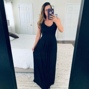 Miusol Black Maxi Dress with Lace Bodice